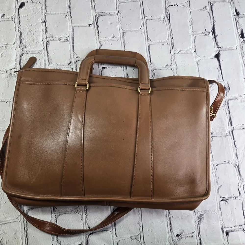 Vtg Coach 5282 embassy british tan brown leather briefcase portfolio business